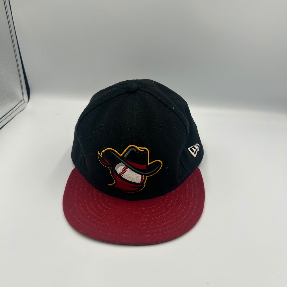 New Era 59FIFTY Hat Mens 7 5/8 Black Red MiLB Modesto Nuts Baseball Cap